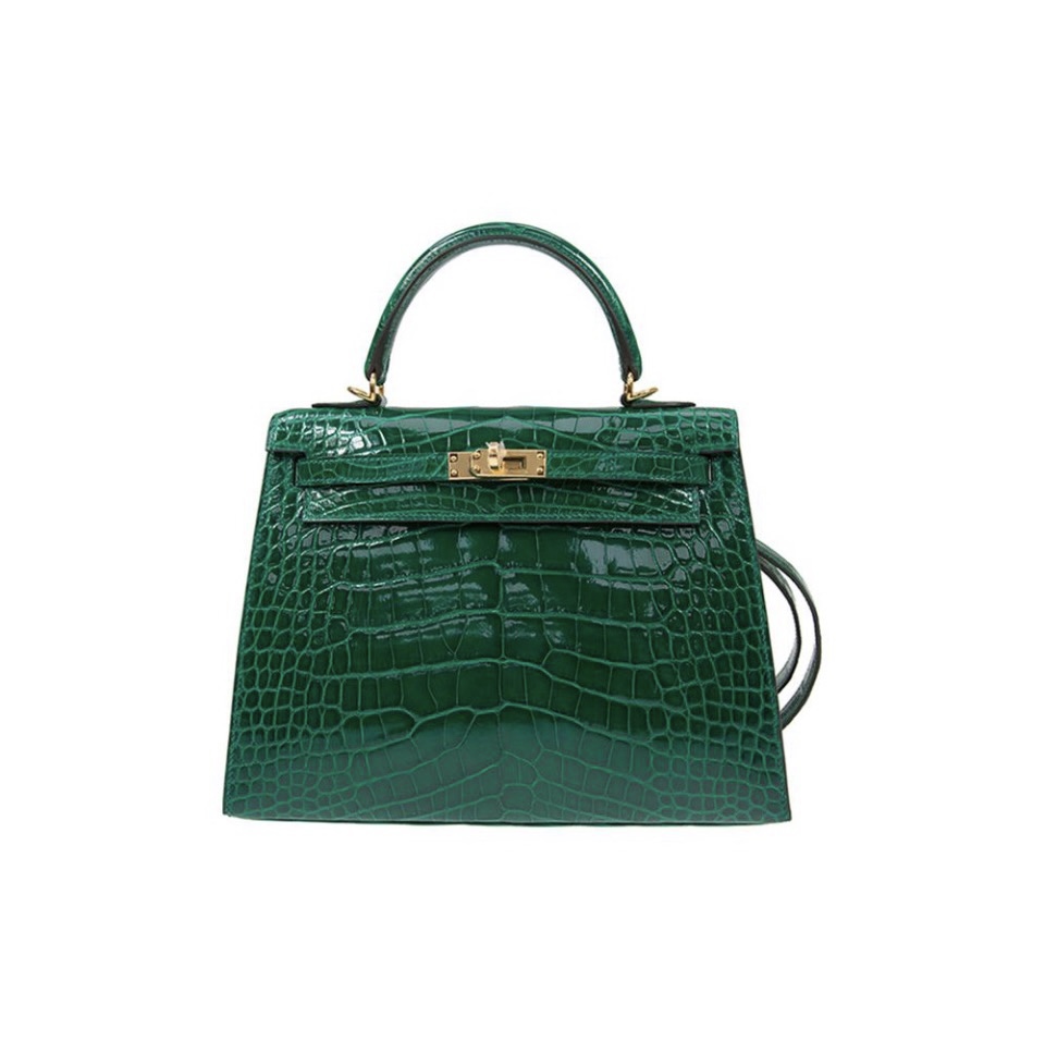Hermes Kelly Gold Buckle Bag-Crocodile Handbag Shoulder Bag(Replica)