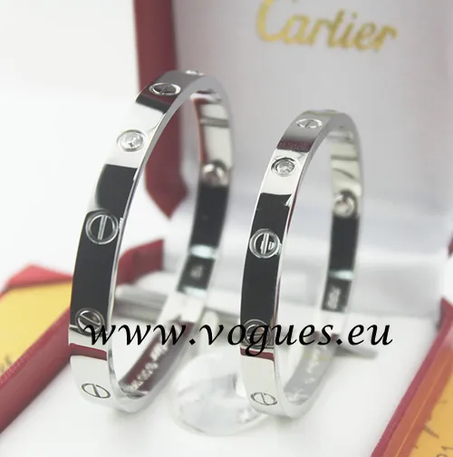 Cartier Couple Bracelet White Gold 4 Diamonds B6041003 (New Version – Prevent Screws Fall Out)