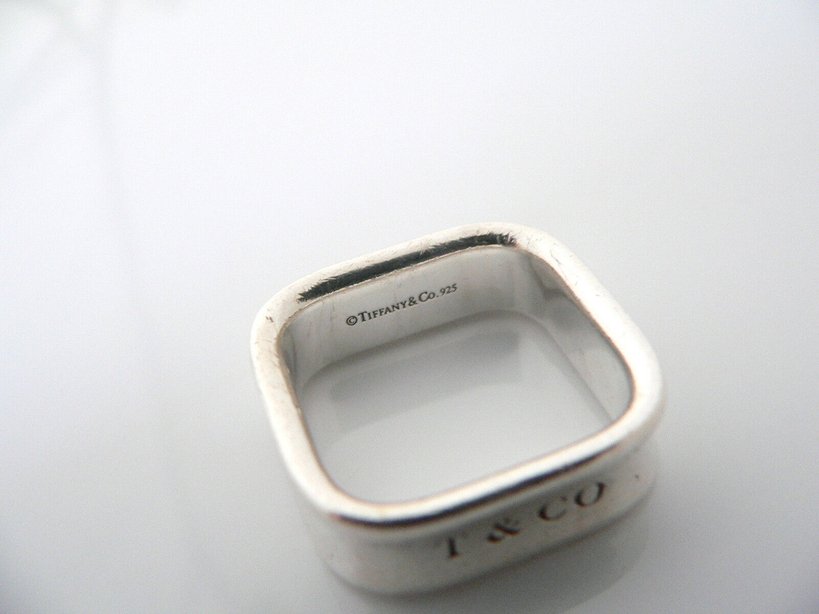 Tiffany & Co Square Ring Silver 1837 Cushion Band Sz 6 Gift Statement Love T Co