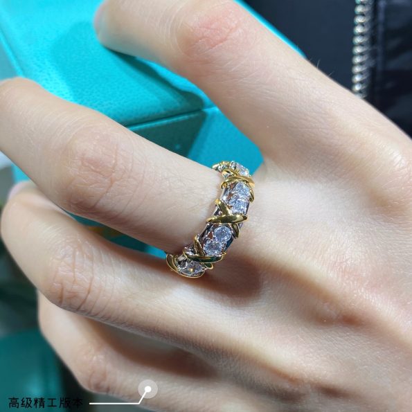 Diamond Ring with Crossed X, Tiffany Dupe