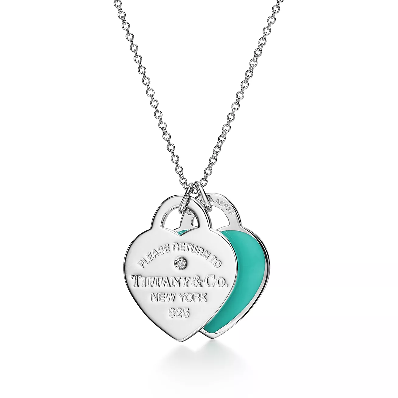 Tiffany&Co, Return to Tiffany Double Heart Tag Pendant, Blue & Red & Pink