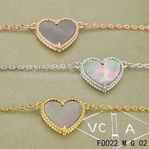 Van Cleef Arpels Sweet Alhambra Heart Pendant Yellow Gold With Gray Mother Of Pearl