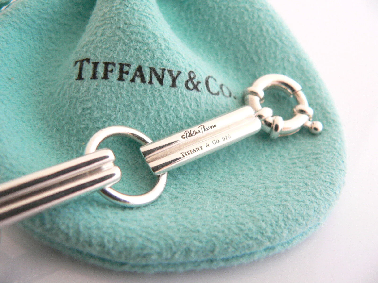 Tiffany & Co Silver Picasso Tenderness Heart Link Bracelet Bangle 7.75 Inch Gift