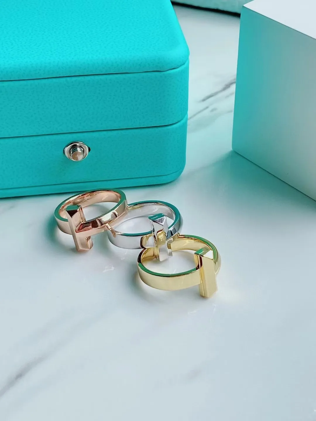 Tiffany T1 Ring Yellow Gold/Rose Gold/White Gold Width 4.5mm