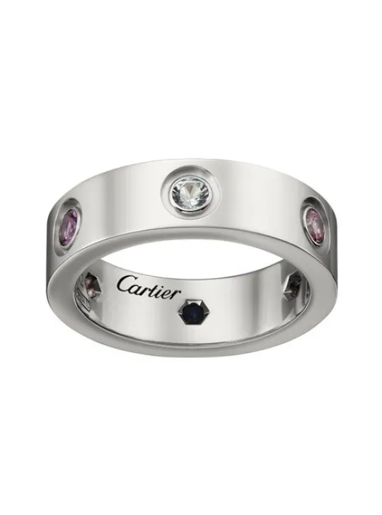 Cartier Love Ringv White Gold Sapphires Garnets Amethyst B4090500