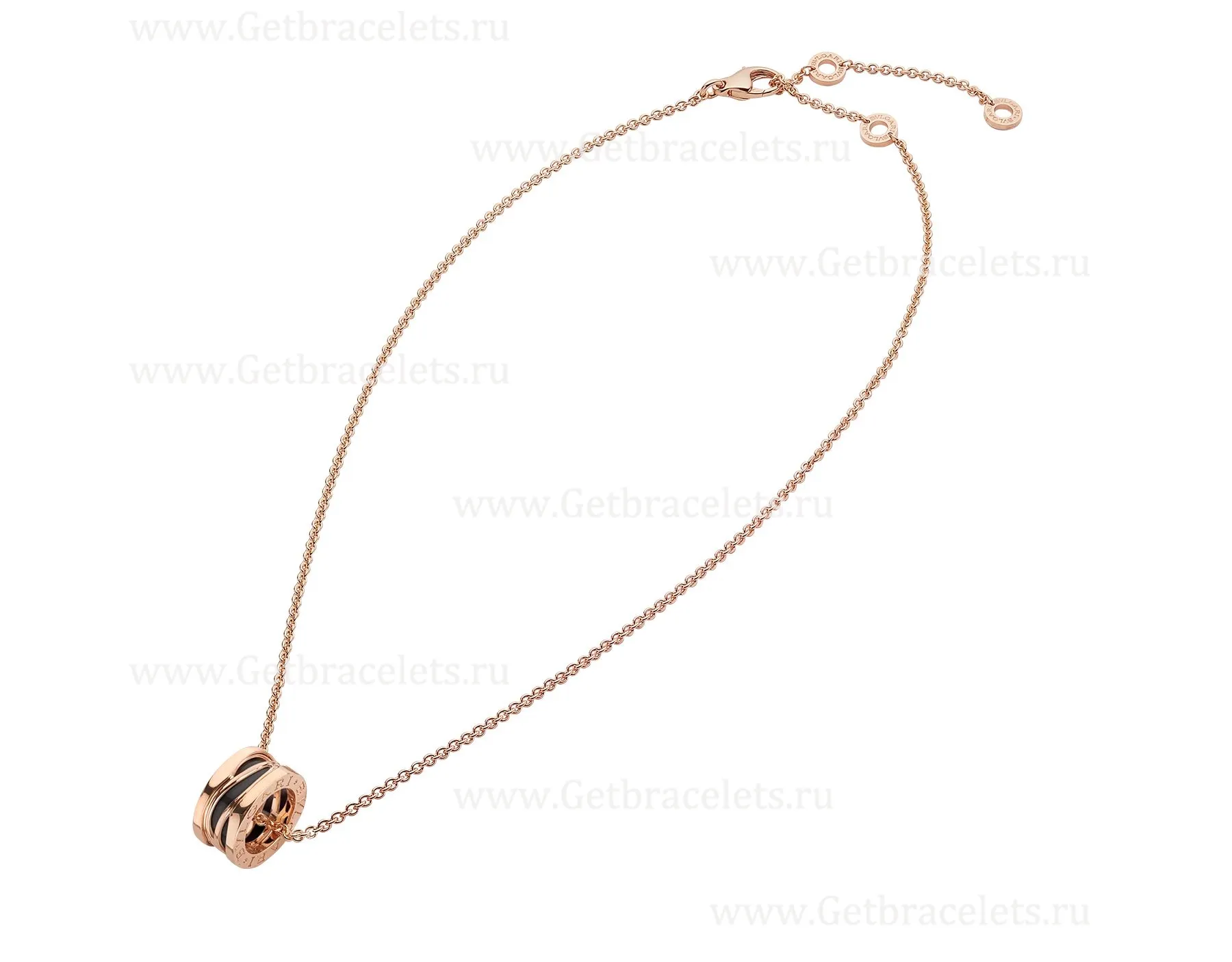 B.zero1 Design Legend Necklace with 18kt Rose Gold Chain and Pendant in Rose Gold Black Ceramic