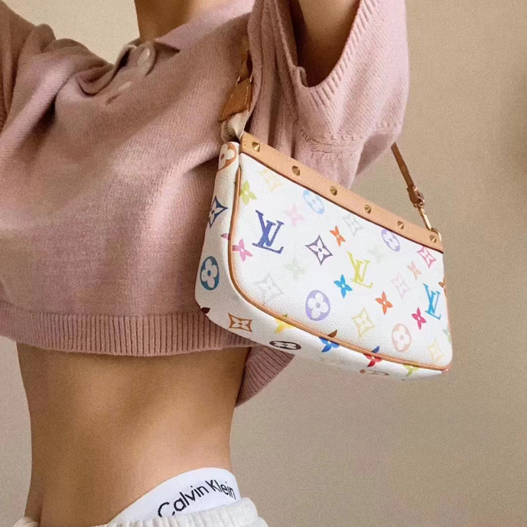 Louis Vuitton LV Vintage Multicolor Pochette Purse Wallets Shoulder Bag Handbag (Replica)