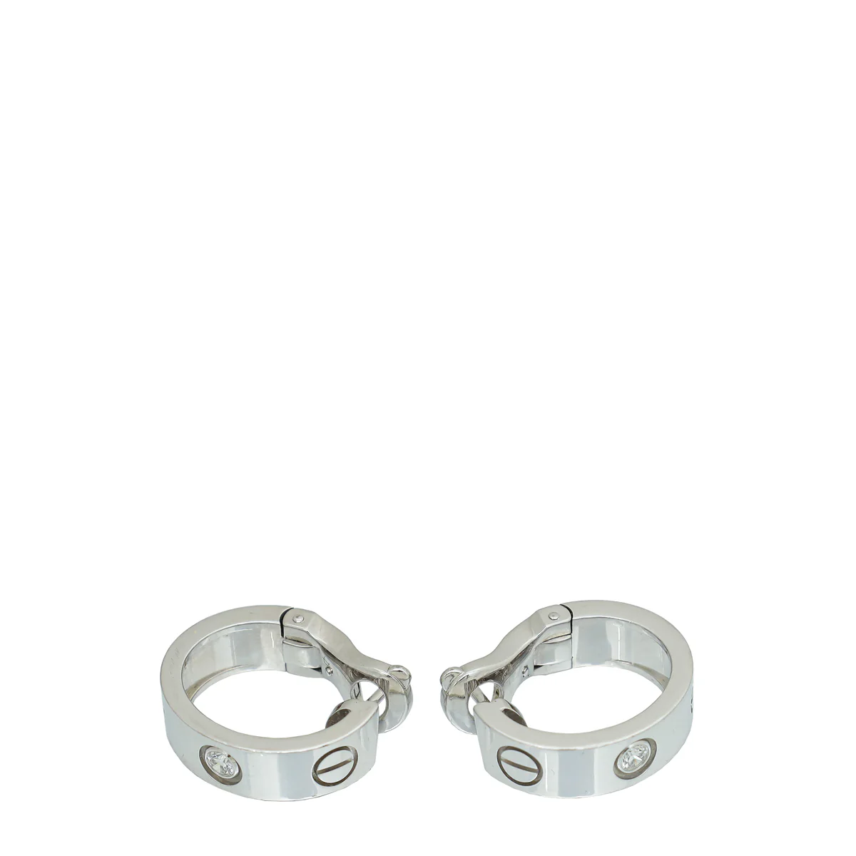 Cartier 18K White Gold 2 Diamond Love Earrings