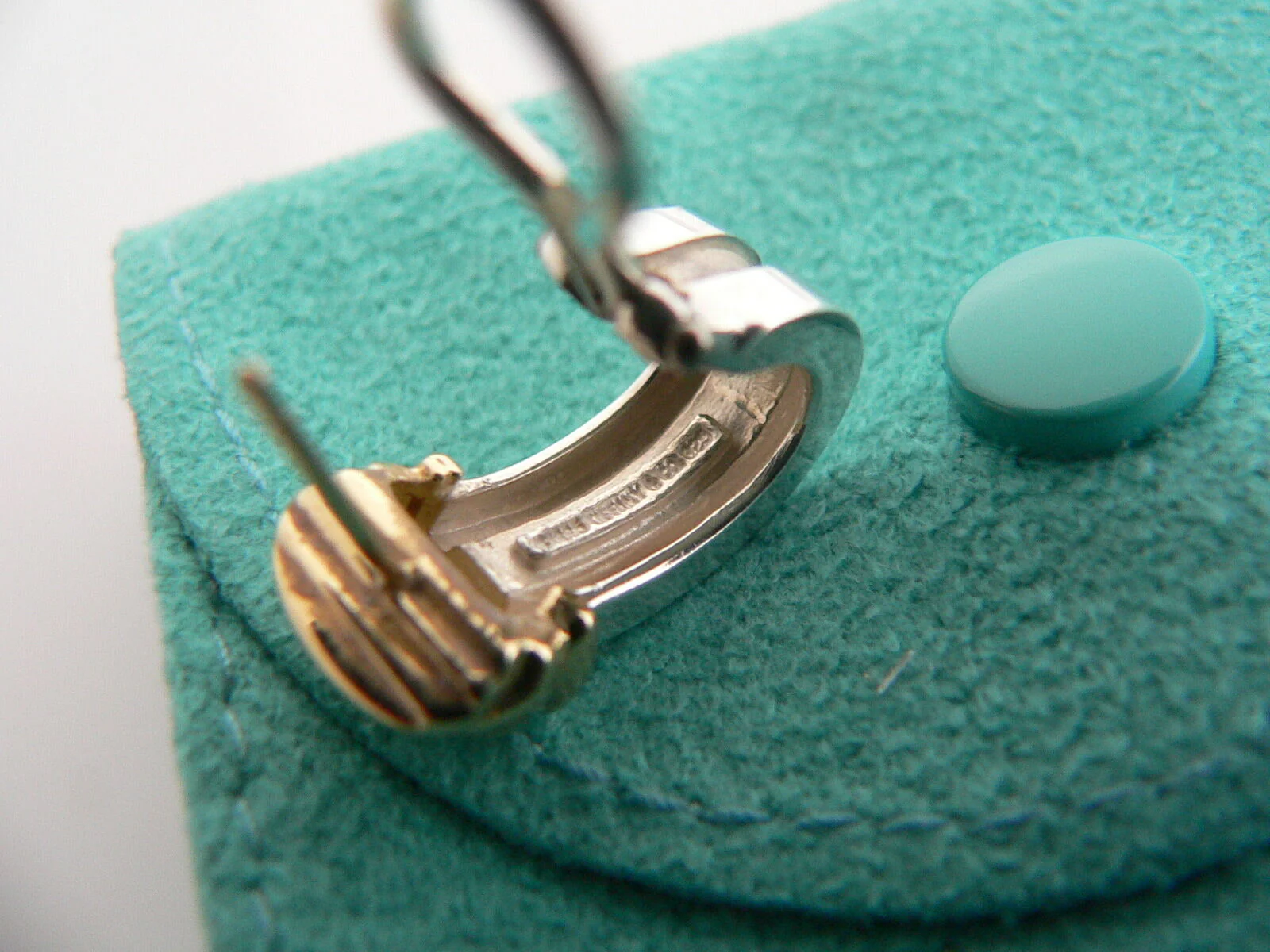 Tiffany & Co Silver 18K Gold Atlas Loop Earrings Pierced 18K Gold Post Gift Love