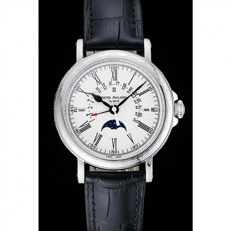 Perpetual Calendar Dial White 40 mm, Stainless Steel