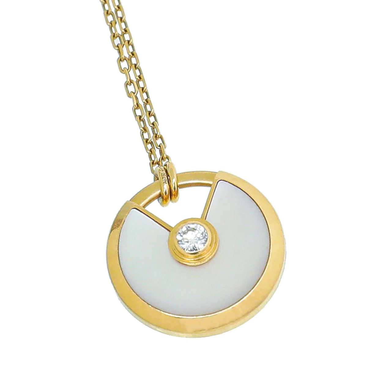 Cartier 18K Yellow Gold Diamond MOP Amulette Small Necklace