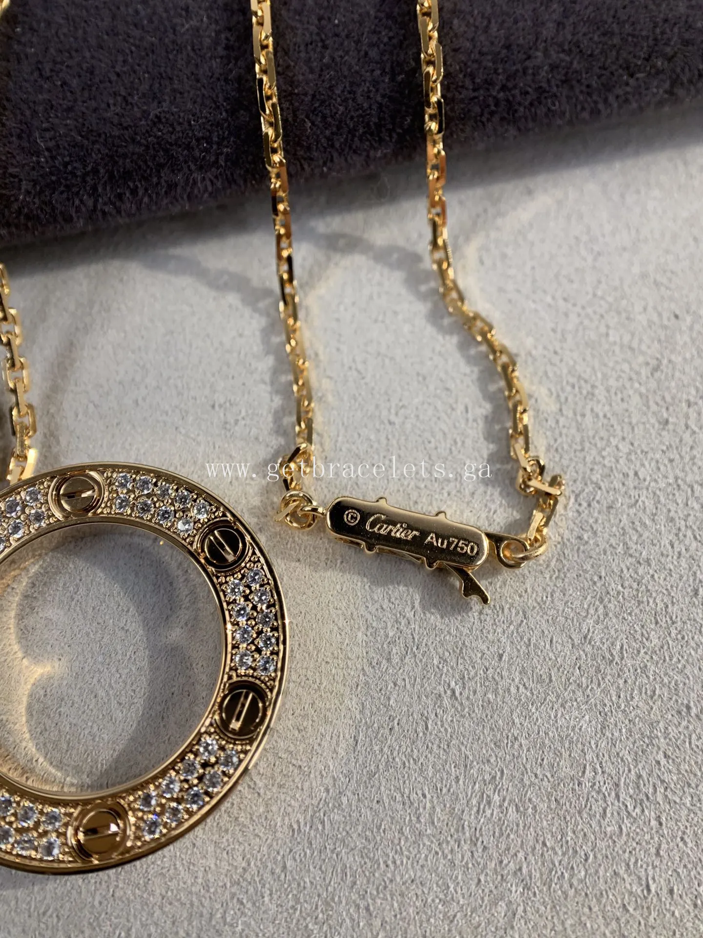 Cartier Love Necklace Rose Gold With Pave Diamonds