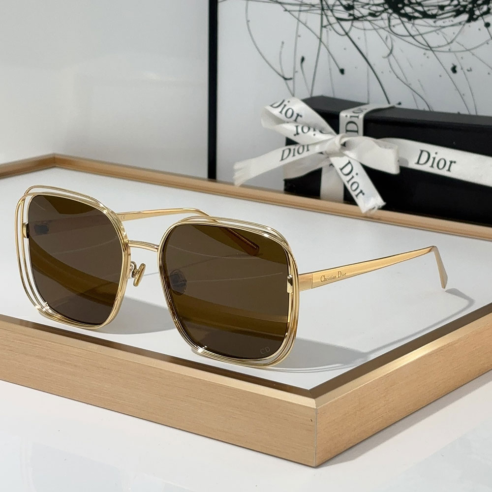 Dior Gold Metal Gold Frame Fashion sunglasses Top quality  (Replica）