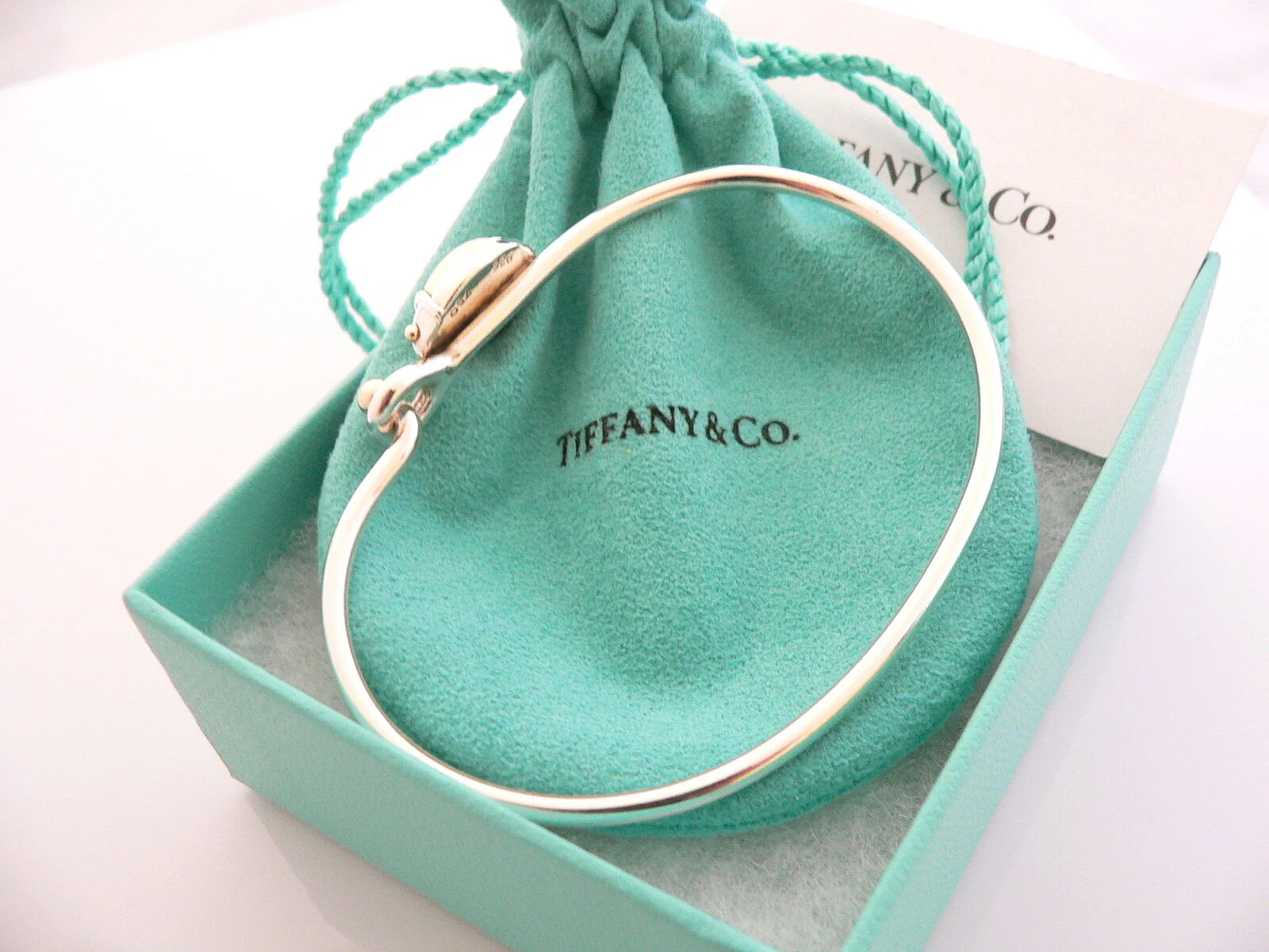 Tiffany & Co Bracelet Lucky Scarab Beetle Silver 18K Bangle Gift Pouch Love T Co