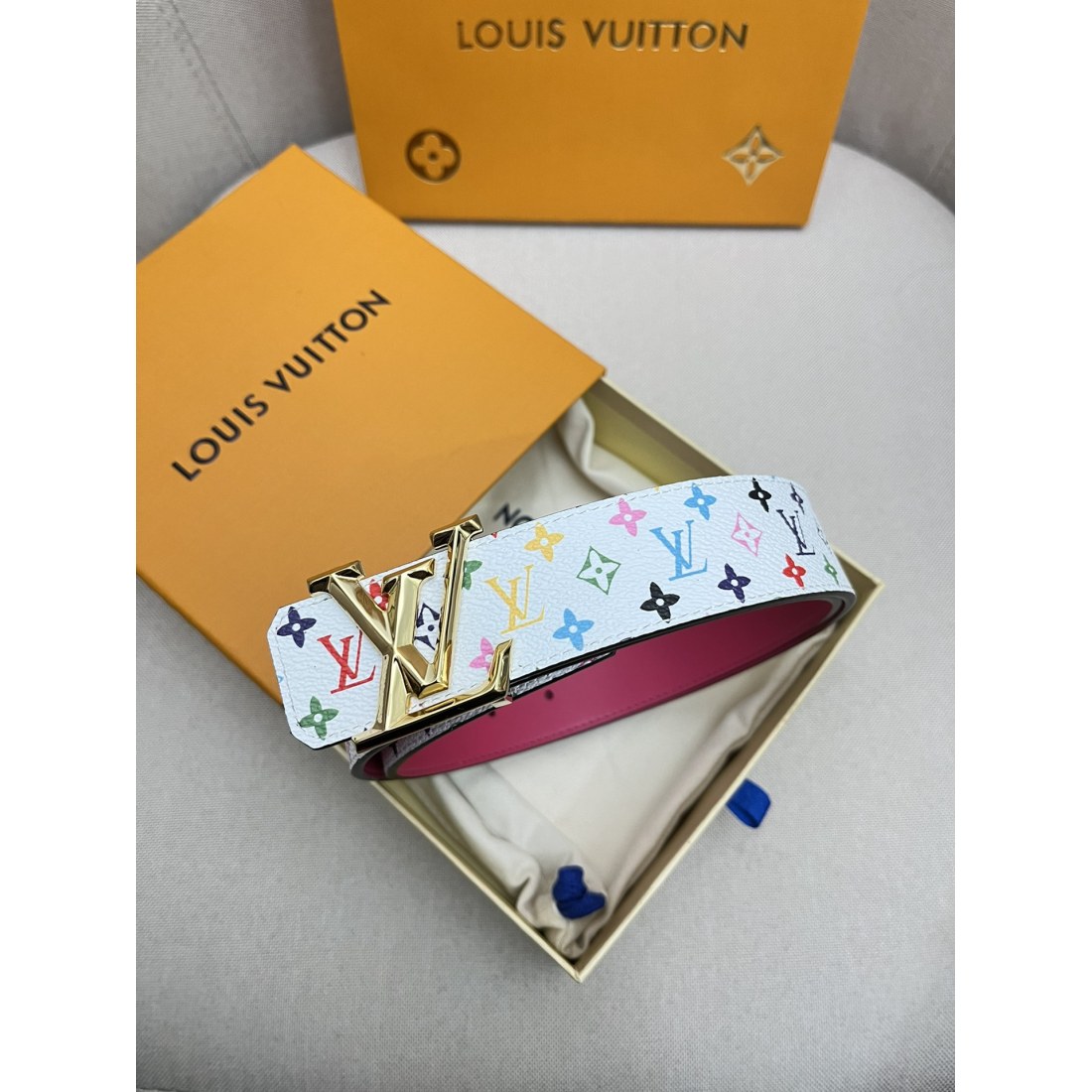 Lv Top Layer Cowhide 24k Pure Steel Buckle Men's Belts