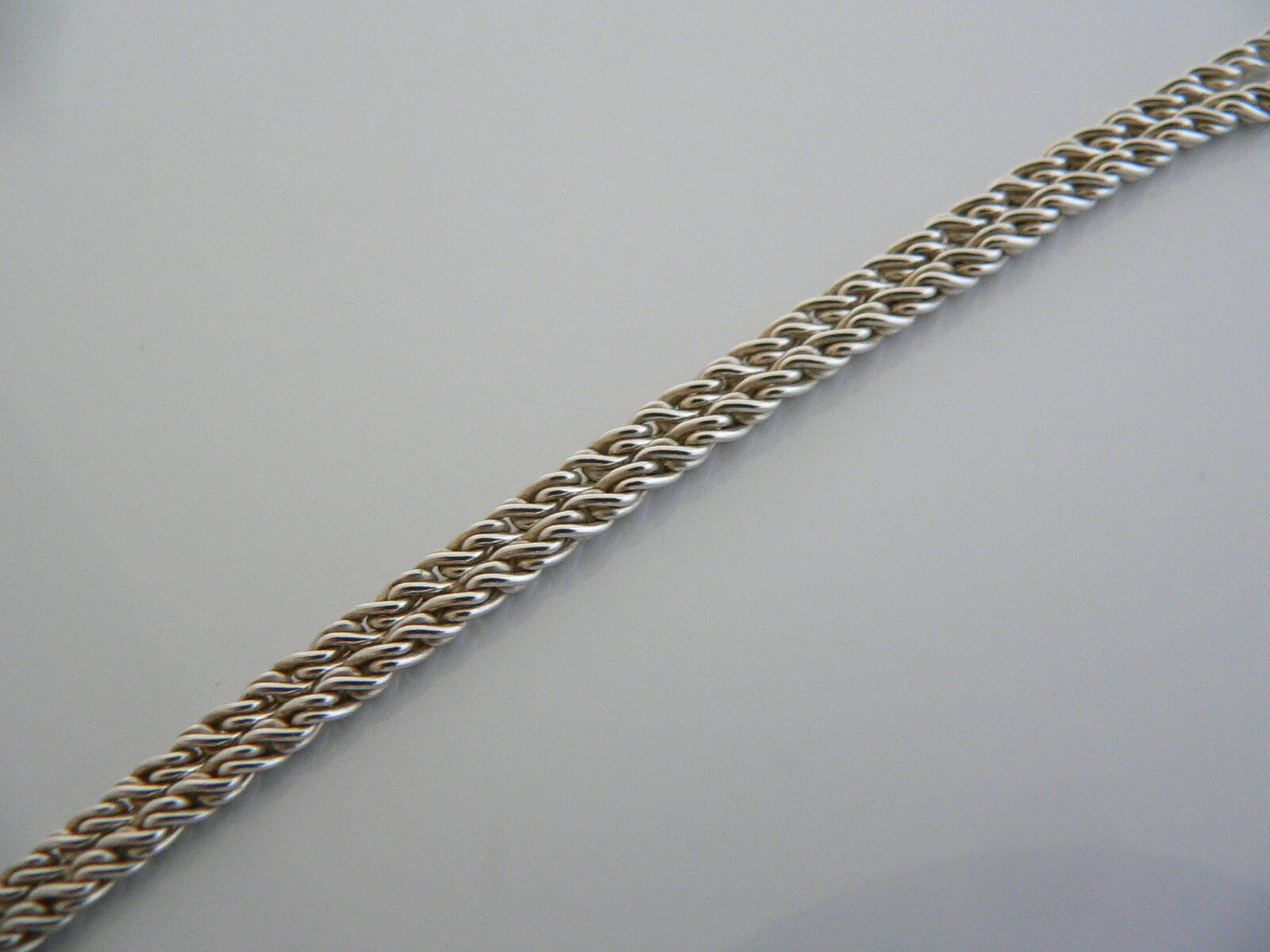 Tiffany & Co Silver Double Two Puff Heart Rope Necklace Pendant Charm Chain Gift