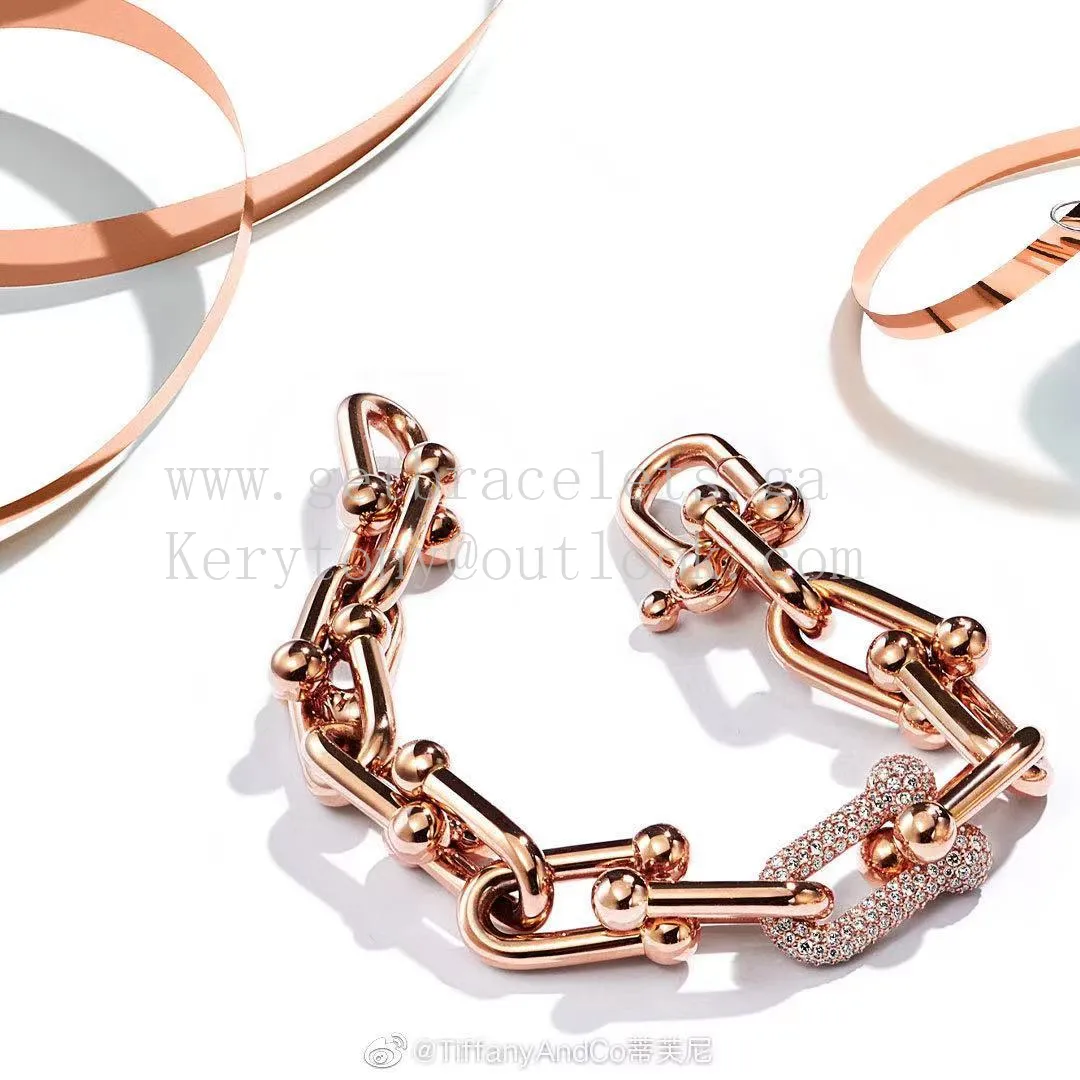 Tiffany HardWear Large Link Bracelet in Yellow Gold/White Gold/Rose Gold with Diamonds