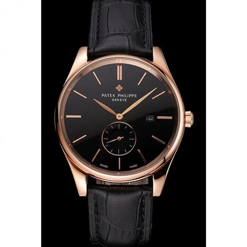 Calatrava Date Dial Black 40 mm, Rose Gold Plated