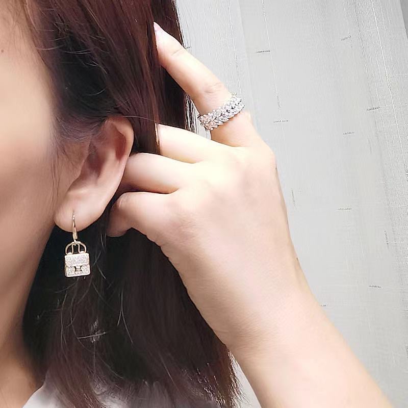 Hermes Bag Earrings, Diamonds, Gold & White Gold