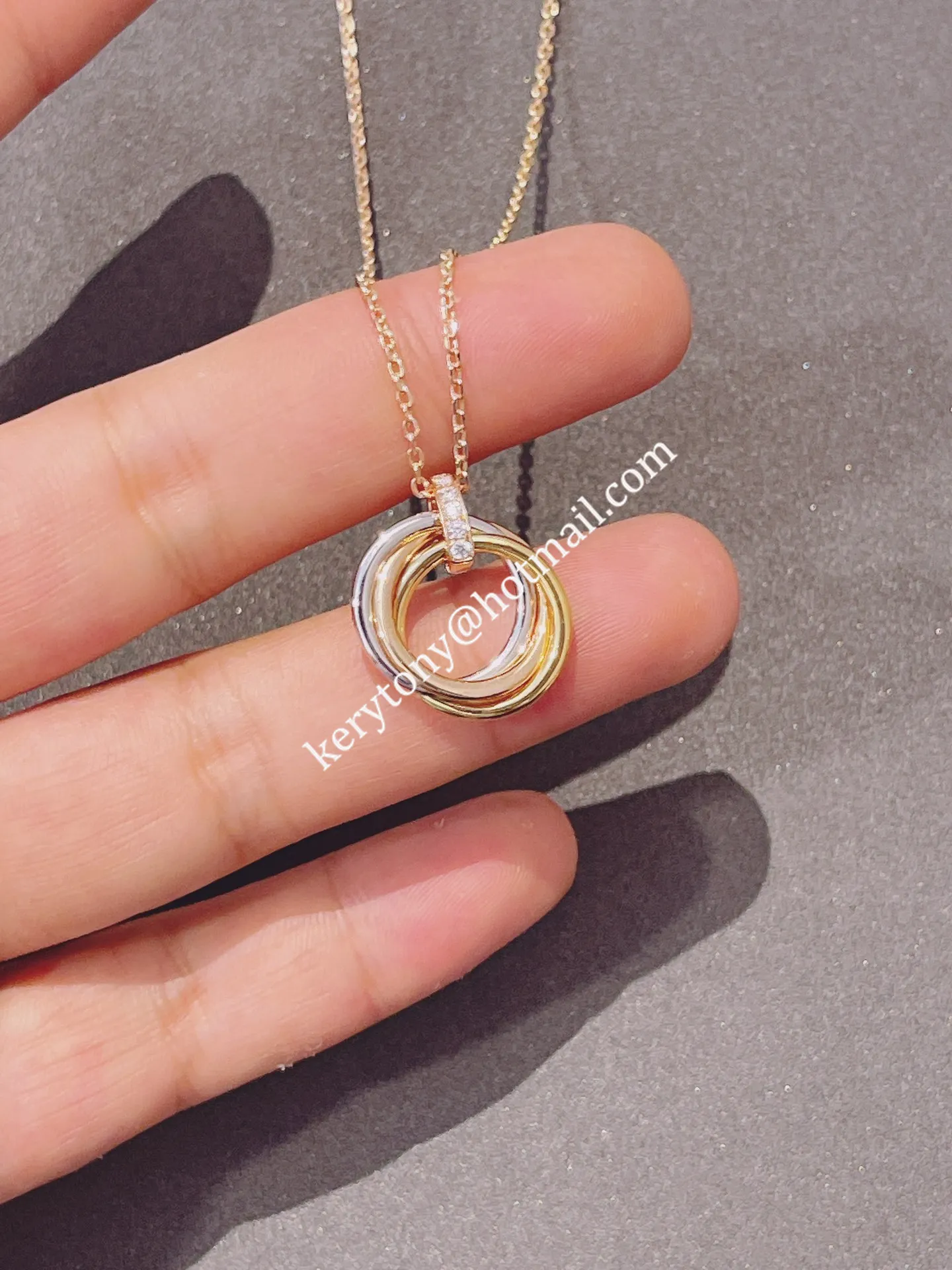 Morden Style Christmas Cartier Trinity Necklace White Gold/Yellow Gold/Rose Gold with Diamonds B7058700 Replica