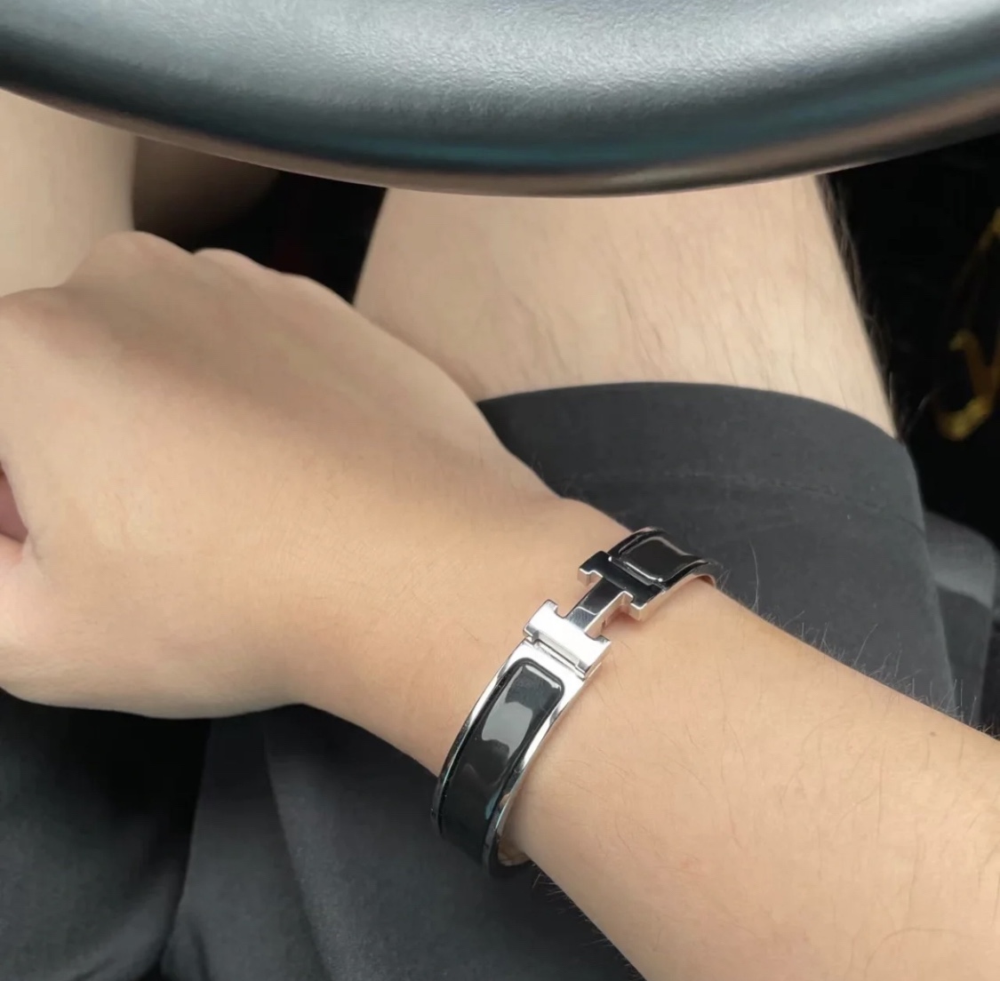 Hermes Fake Bracelet, Clic H bracelet Dupe, Black Enamel, Three Color