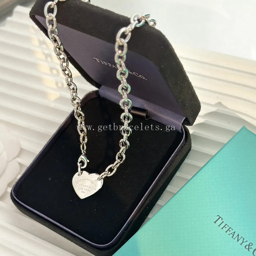 Return to Tiffany Heart Tag Chain Link Choker in Silver