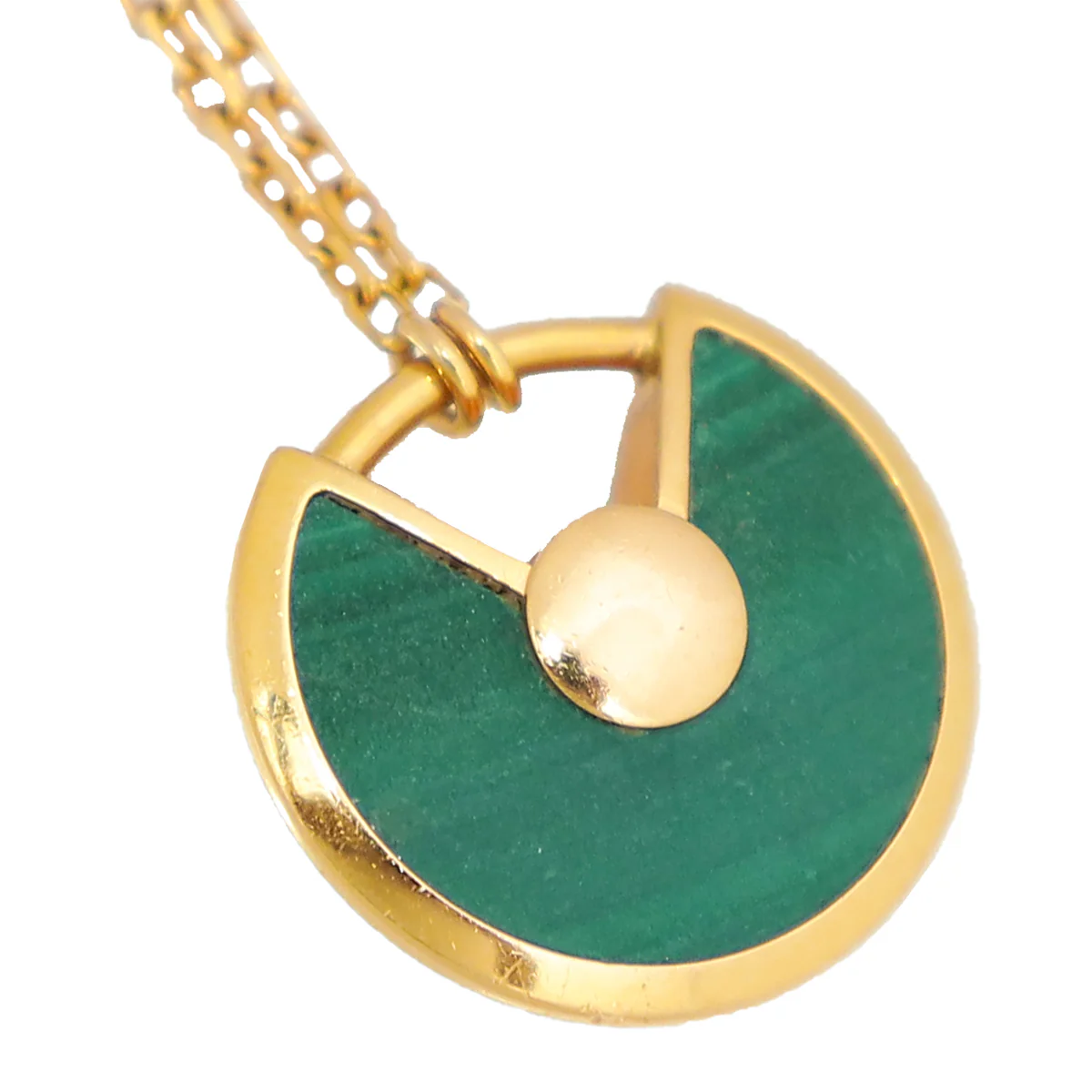 Cartier 18K Rose Gold Diamond Malachite Amulette De Cartier XS Model Pendant Necklace