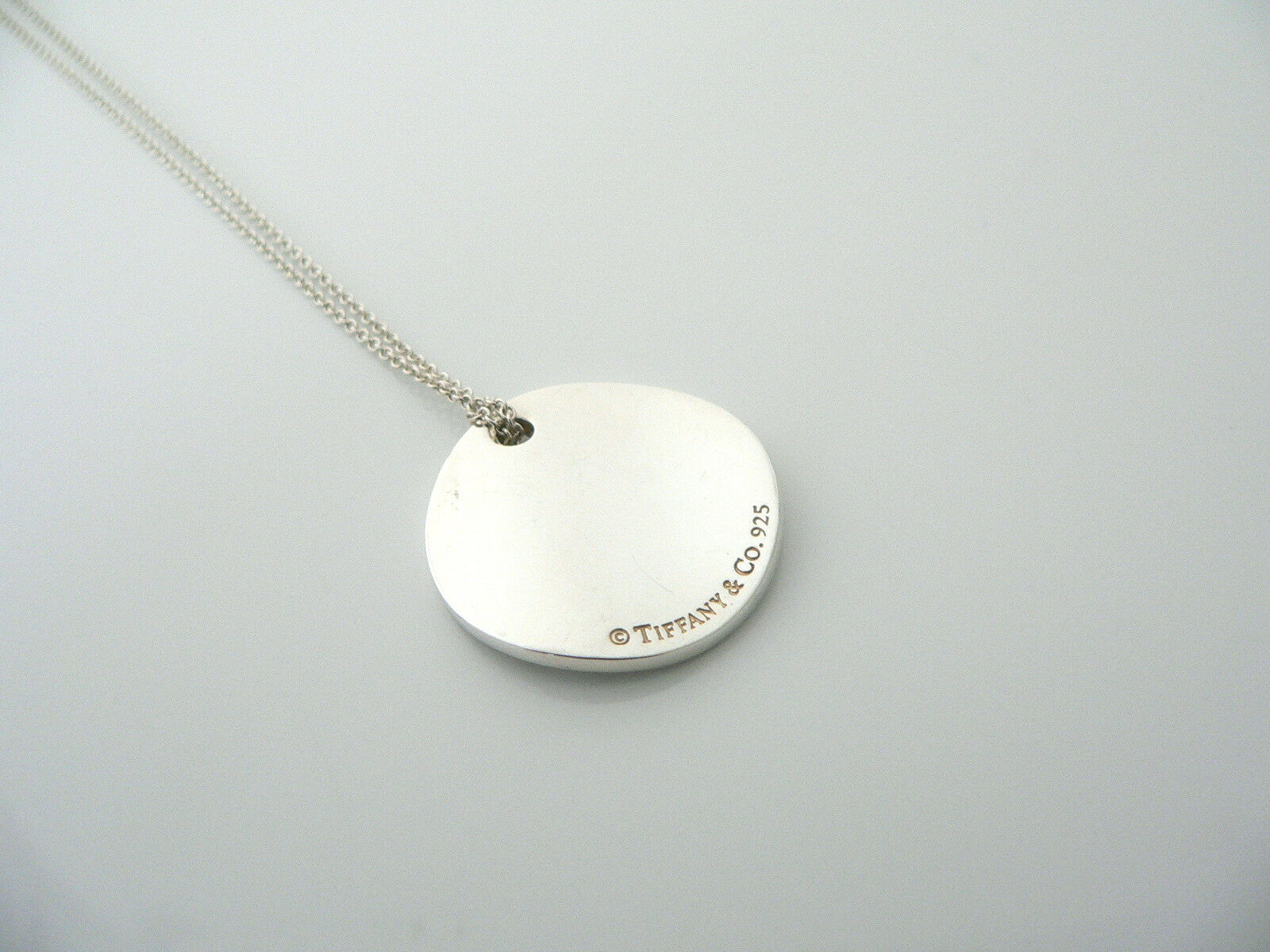 Tiffany Co Silver Notes Circle Round Necklace Pendant Charm 19 Inches Gift Love