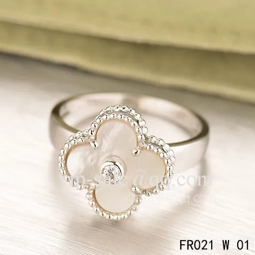 Cheap Van Cleef Vintage Alhambra Ring In White Gold With White Mother-Of-Pearl