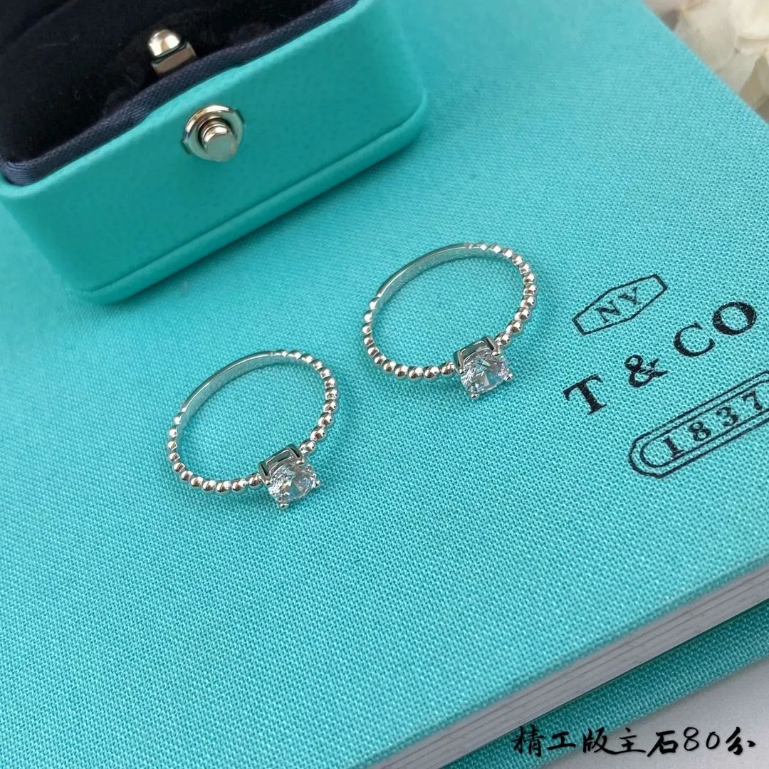 Wholesale Classic Tiffany Sterling Silver Four Claws 925 Bead Ring Female Diamonds Jewellery