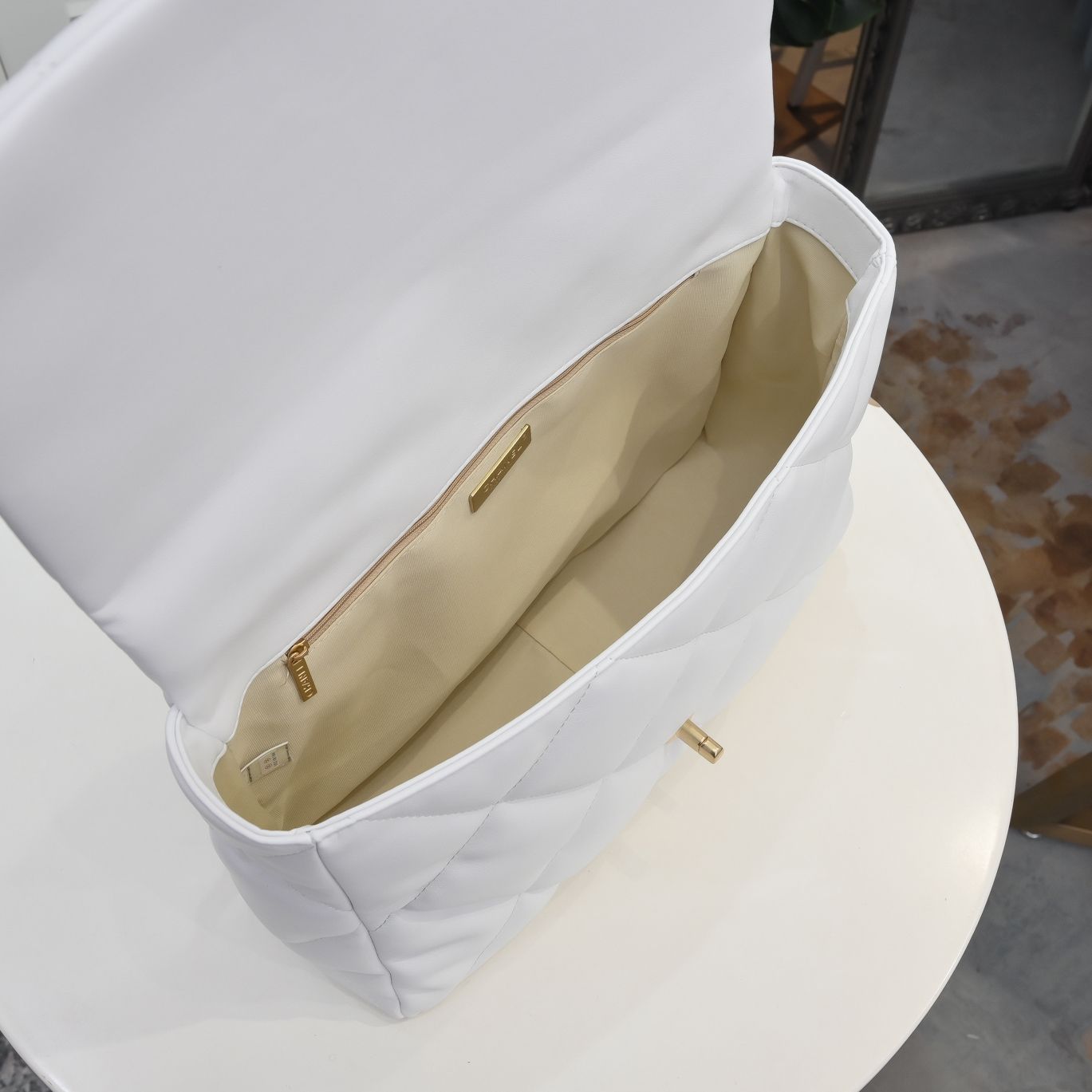 Chanel Lambskin Quilted Large19 Flap Shoulder Bag Handbag