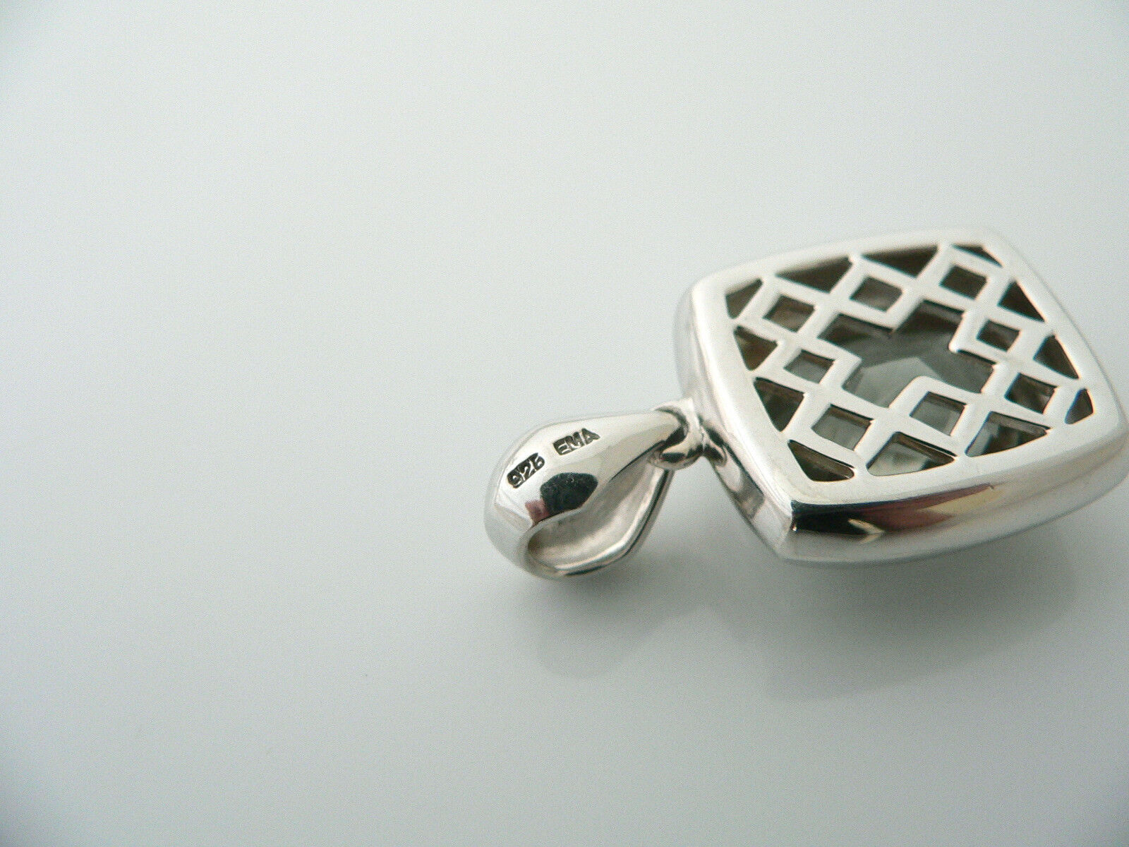 EMA Silver Prasiolite Green Amethyst Pendant Charm 4 Necklace Statement Gift Art