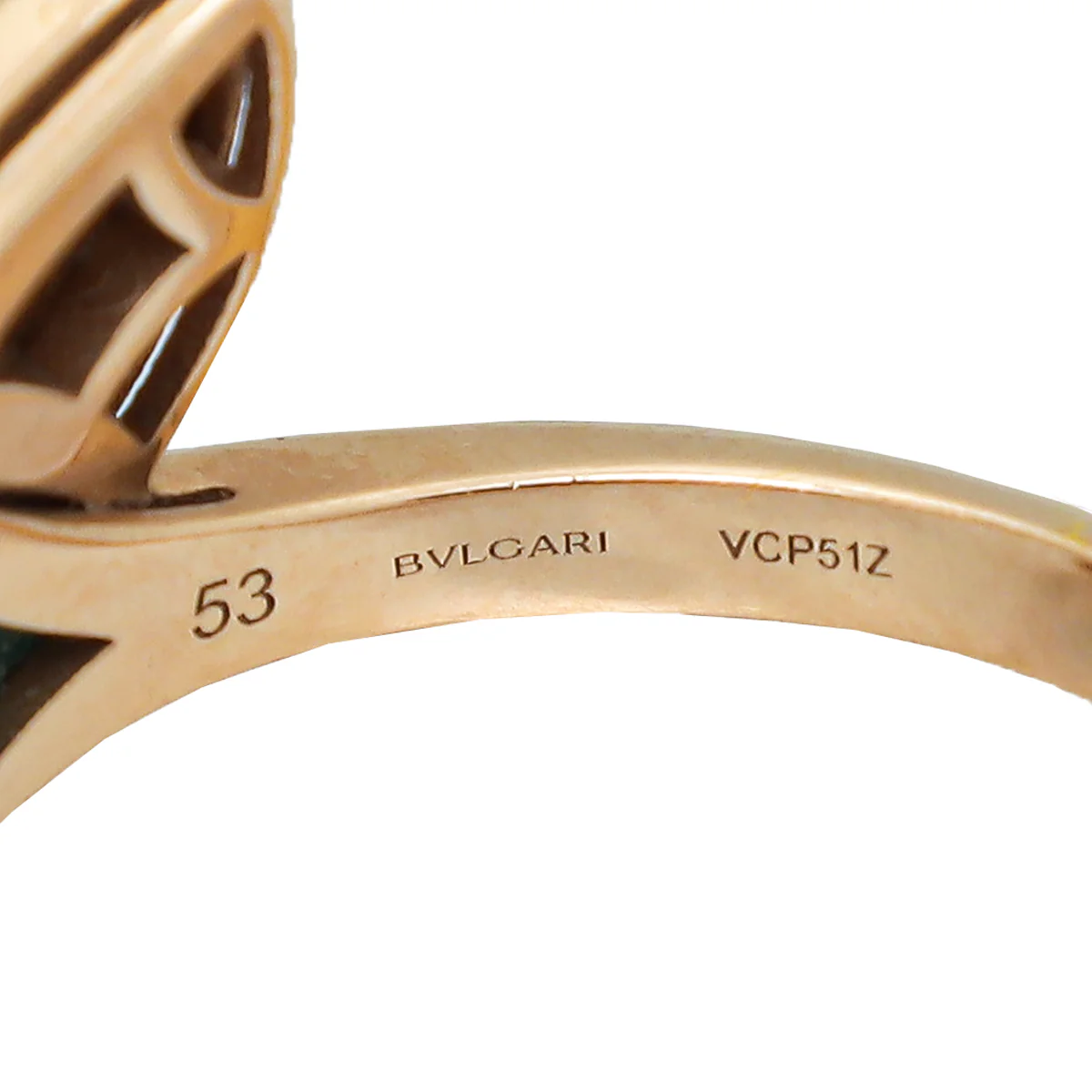 Bvlgari 18K Rose Gold Diamond Malachite Diva's Dream Ring 53