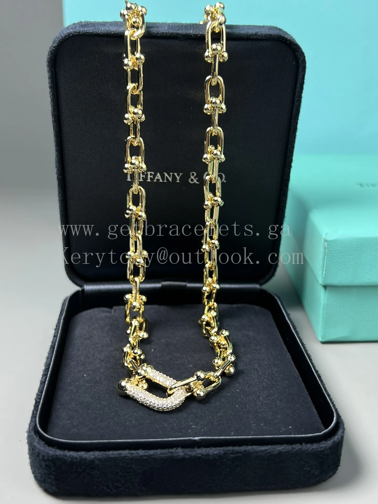 Tiffany HardWear Link Short Necklace Yellow Gold/White Gold