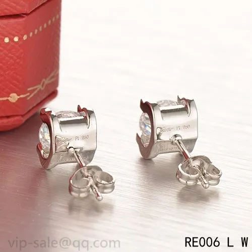 Cartier C DE Earrings in 18K White Gold With 1 Brilliant-Cut Diamond