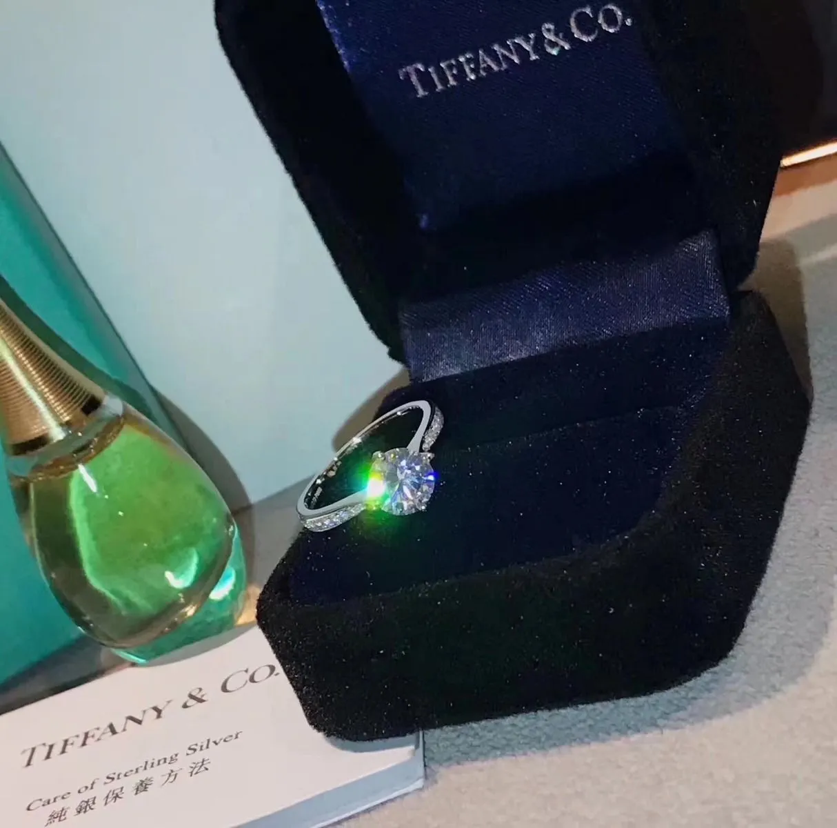 Superior Quality Tiffany Ring Round Diamond Dupe Narrow Design Best Gift