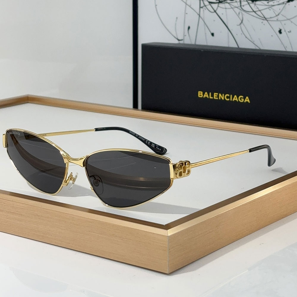 Balenciaga  Metal Thin Mirror leg Strap Logo   sunglasses Top quality （Replica）