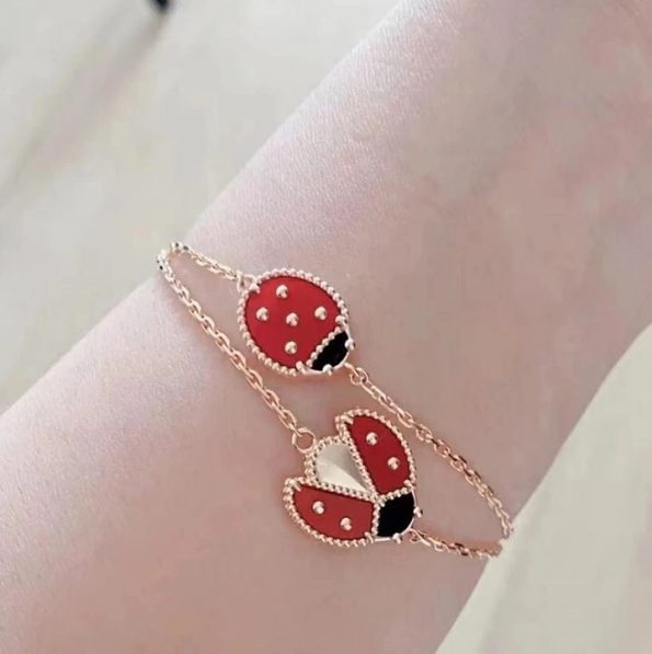 Ladybug Bracelet, Two Style, Perfect Van Cleef Dupe, Rose Gold