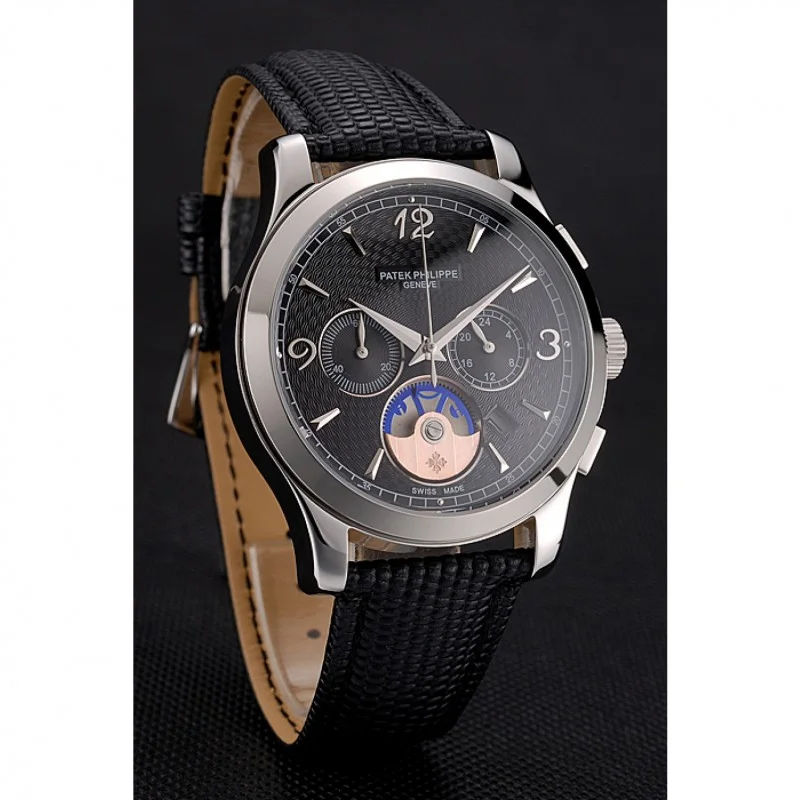 Chronograph Guilloche Dial Black 43 mm, Stainless Steel