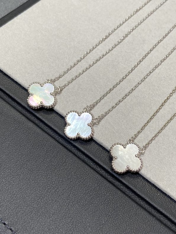 Van Cleef Necklace Dupe, White Clover Leaf Necklace, White Gold
