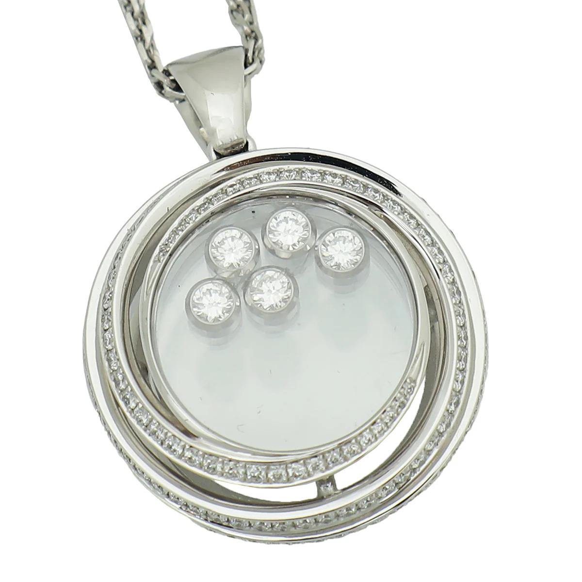 Chopard 18K White Gold Diamond Happy Emotion Large Model Necklace