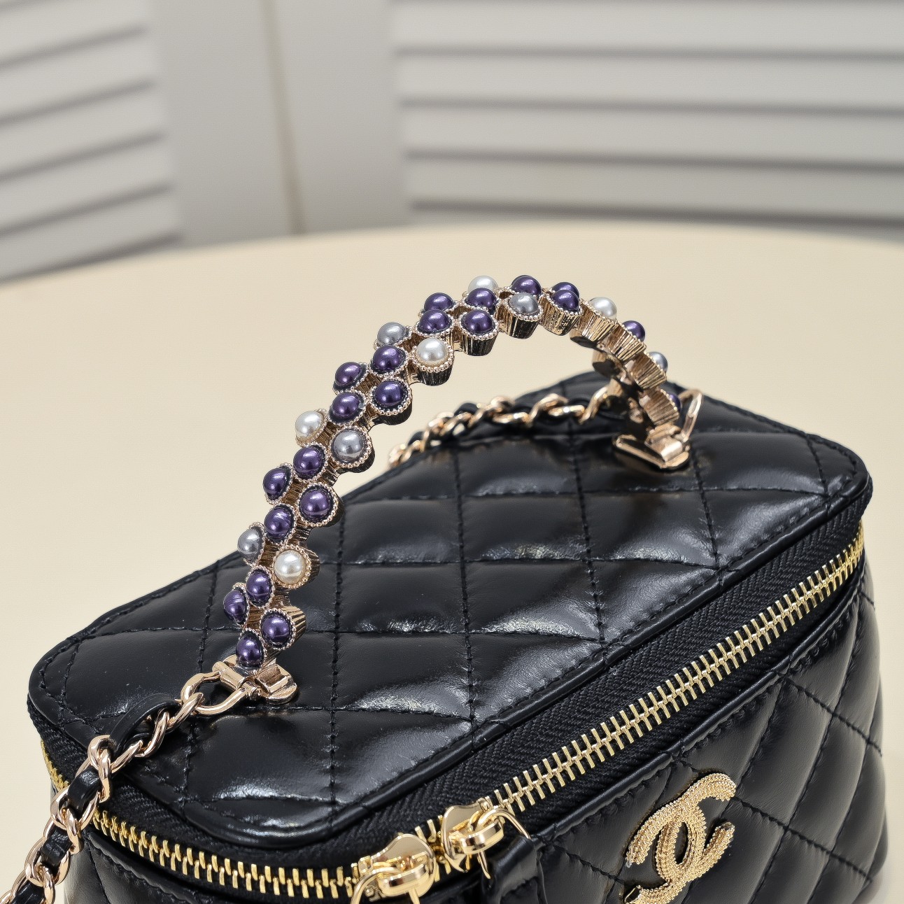 Chanel Pearl Handle Box Bag Makeup Shoulder Bag Handbag