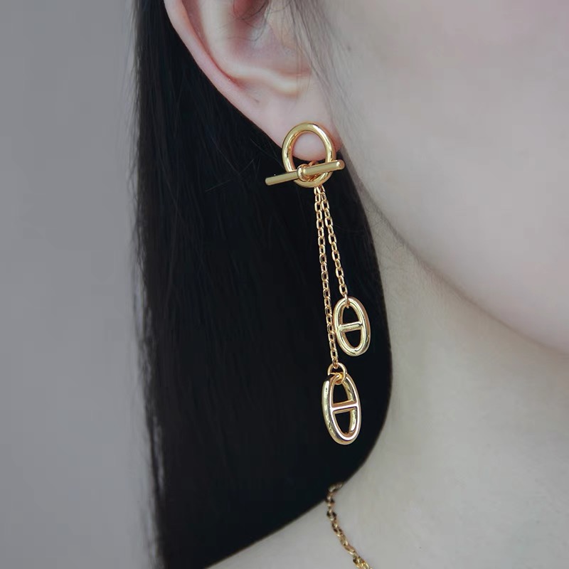 Hermes Pig Nose Tassel Earrings