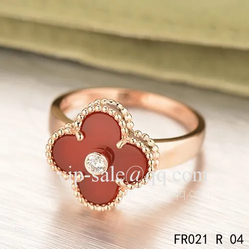 Cheap Van Cleef Vintage Alhambra Ring In Pink Gold With Carnelian