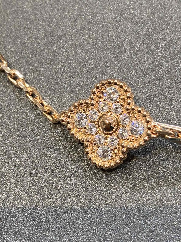 Van Cleef Bracelet Dupe, Diamonds Clover Bracelet, Gold & Rose Gold