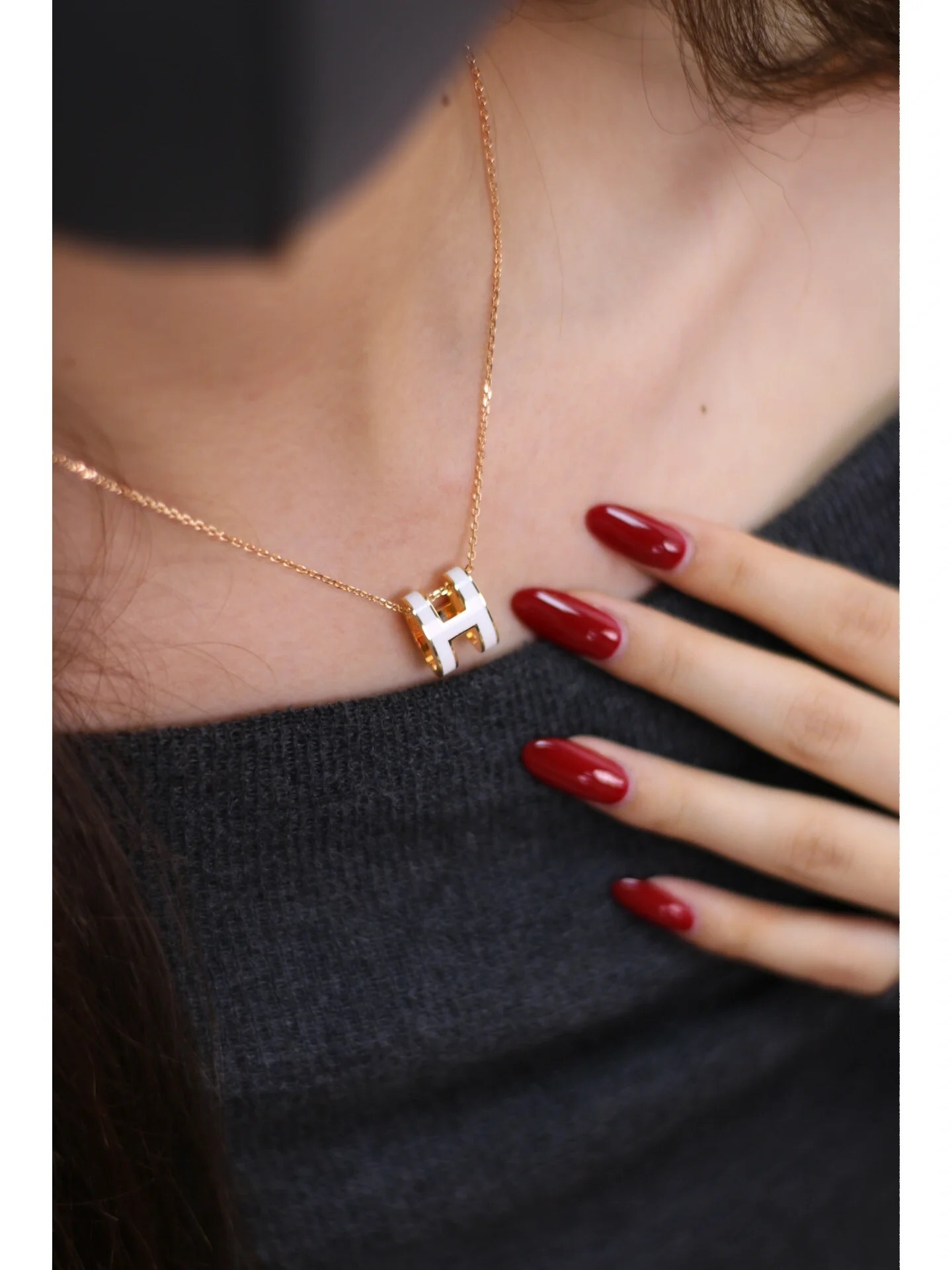 Hermes Pop H pendant, Black & White Enamel