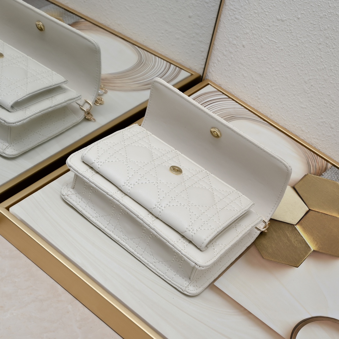 Dior Lady Dior Daily Chain Pouch Cannage lambskin Shoulder Bag Handbag