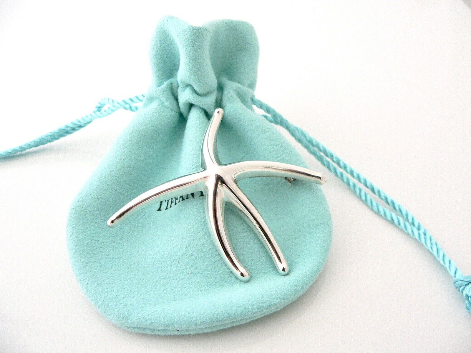Tiffany & Co Starfish Pin Brooch Silver Gift Pouch Peretti Vintage Ocean Lover