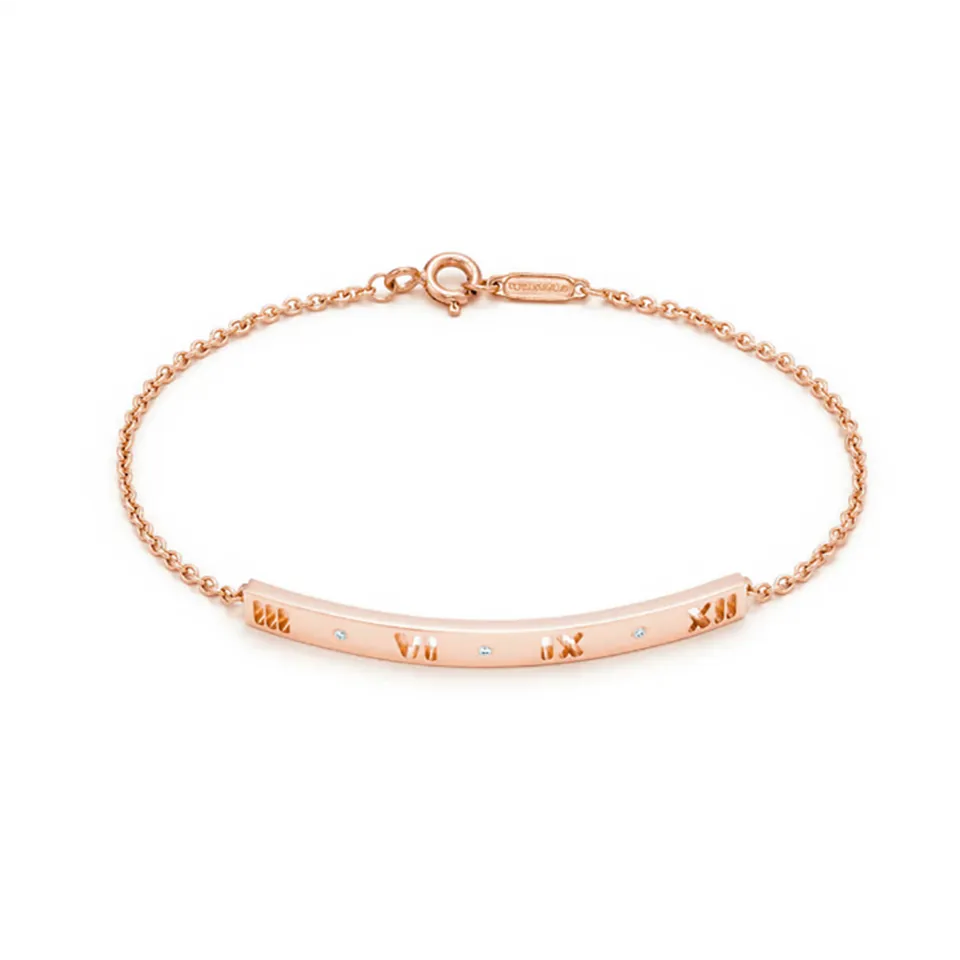 Tiffany Atlas Pierced Bar Bracelet With Crystals Rose Gold Newest Design Design Classy GRP07000/GRP09073