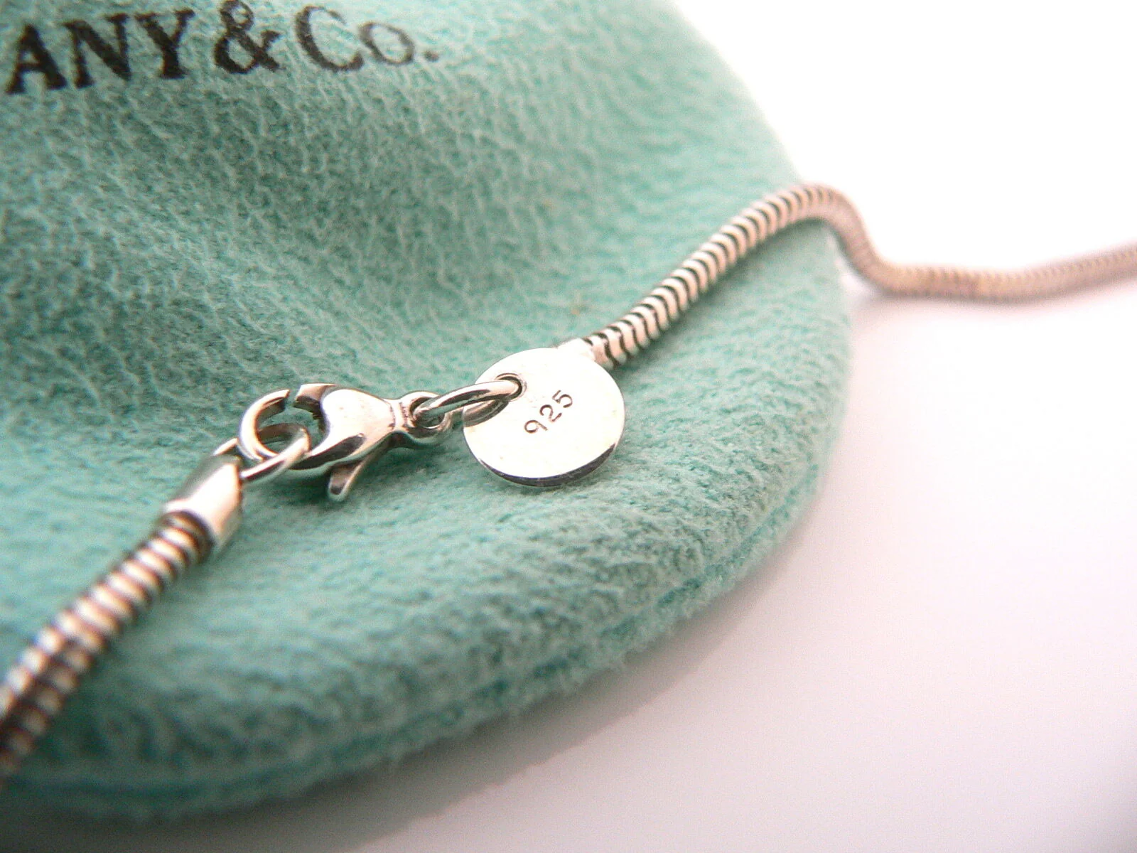 Tiffany & Co Black Enamel Ball Necklace Silver Stripe Pendant Snake Chain Gift